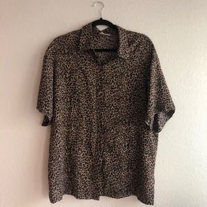 Men’s leopard button down shirt